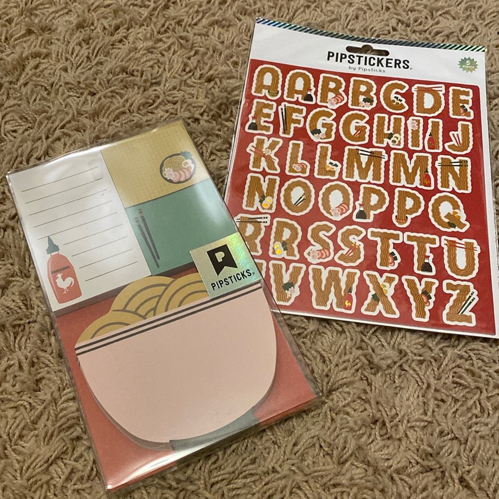 Pipsticks Ramen Themed Mini Memo Pads and Alphabet Stickers